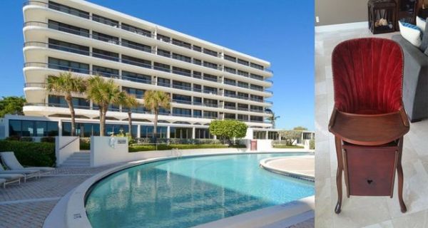 The Beach Point condominium in Palm Beach and a high chair used by John F. Kennedy Jr.