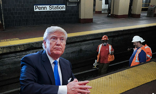 <em>Penn Station (inset: Donald Trump) (credit: Getty)</em>