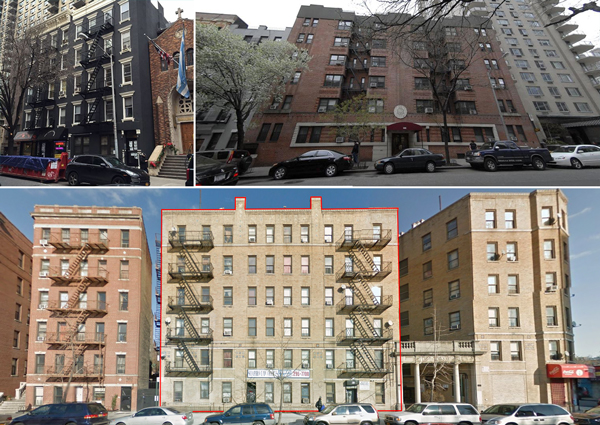 From top: 315 and 316 East 74th Street and 231 East 230th Street (Credit: Google Maps)