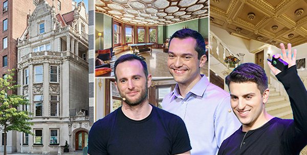 An NYC mansion and Airbnb's Joe Gebbia, Nathan Blecharczyk and Brian Chesky (Credit: Getty Images)