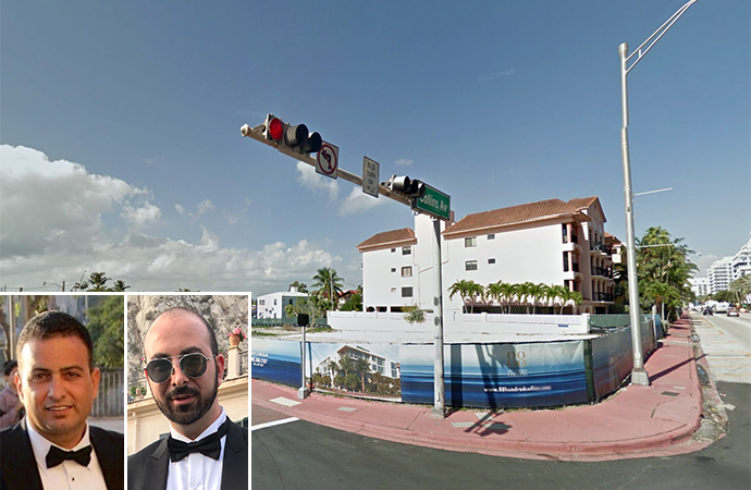 The site at 8800 Collins Avenue with Tzachi Hagag on left, and Alex Sapir