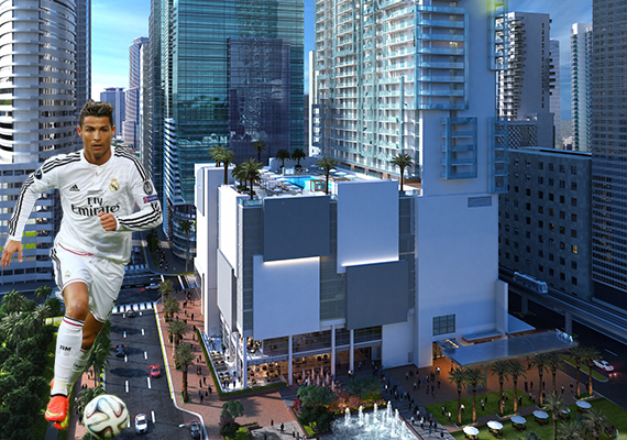 Rendering of Met Square (Credit: ArX Solutions) and Cristiano Ronaldo