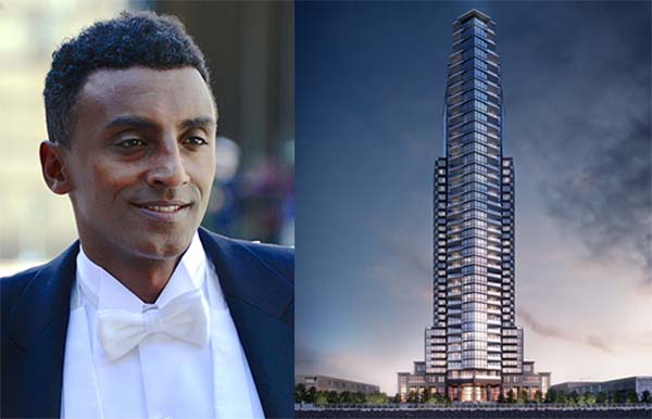 <em>From left: Marcus Samuelsson and rendering of 21 India Street</em>