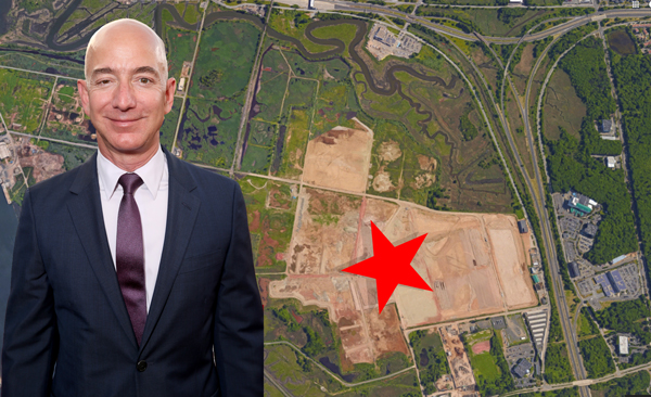 Amazon's Jeff Bezos and 546 Gulf Avenue (Credit: Getty Images and Google Maps)