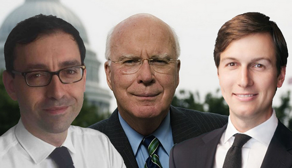 From left: Laurent Morali, Patrick Leahy and Jared Kushner
