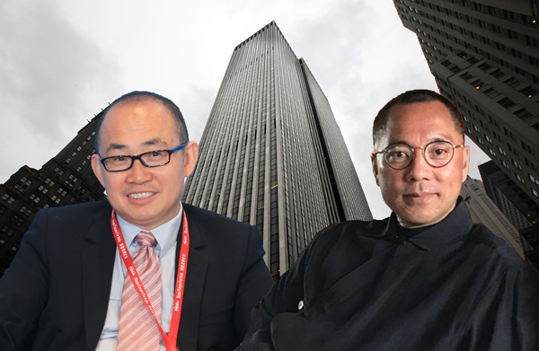 From left: Soho China's Executive Director and Chairman Pan Shiyi, the GM Building (credit: Getty Images) and Businessman Guo Wengui