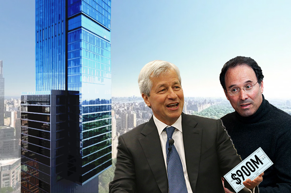 Rendering of Extell's Central Park Tower, JPMorgan's Jamie Dimon and Gary Barnett