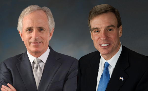 From left: Tennessee Republican Bob Corker and Virginia Democrat Mark Warner