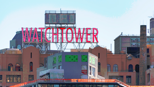 Watchtower sign in Brooklyn