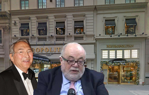 From left: 10 West 57th Street, Sheldon Solow and David Rozenholc (Credit: Google Maps, Getty Images and YouTube)