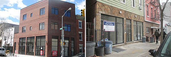 Retail spaces for rent at 49 and 252 Franklin Street in Greenpoint (credit: Agorafy)