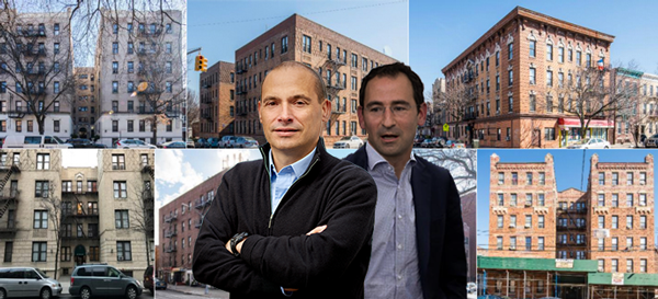 Douglas Eisenberg, Jonathan Gray (credit: Getty Images) and the seven-building portfolio in Queens