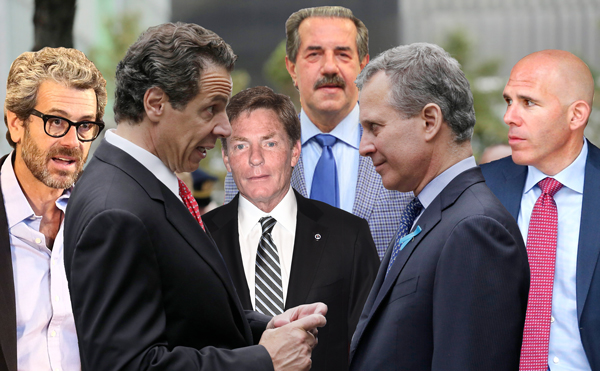 From left: Anthony Malkin, Gov. Andrew Cuomo, Eric Schneiderman, Kenneth Fisher, Alex Rovt and Scott Rechler (Credit: Getty Images)