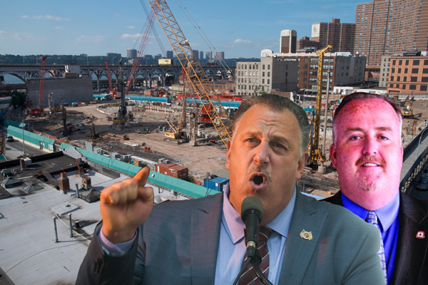 From left: An NYC construction site, President of the Building and Construction Trades Council Gary LaBarbera and President of the New York City District Council of Carpenters.Steve McInnis
