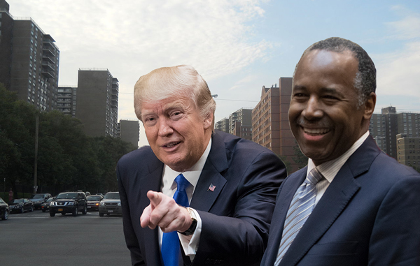 From left: Starrett City, Donald Trump and Ben Carson (Credit: Getty Images)