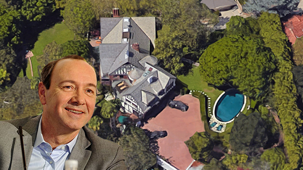 Kevin Spacey and the Los Feliz residence (Credit: Google Earth via Variety)