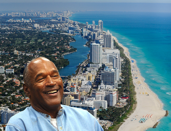 Aerial view of Miami Beach and O.J. Simpson (Credit: Getty Images)