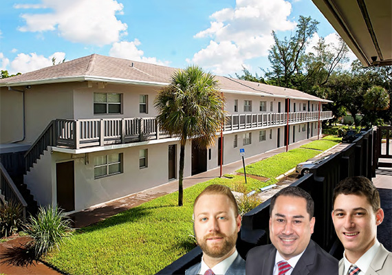 North Fork Gardens Apartments. From left to right: Dan Dratch, Hernando Perez and Kameron Djamal