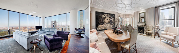 157 West 57th Street #77 (left) and 1 Central Park South #509, two resale units in Manhattan
