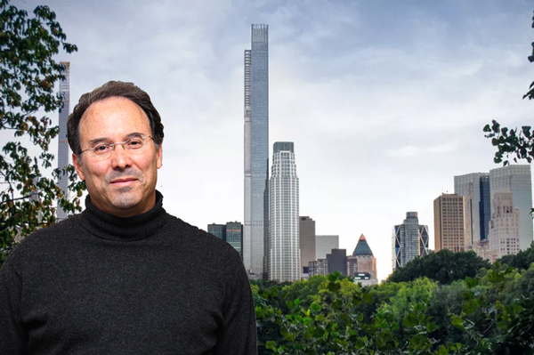 Gary Barnett and a rendering of Central Park Tower at 217 West 57th Street