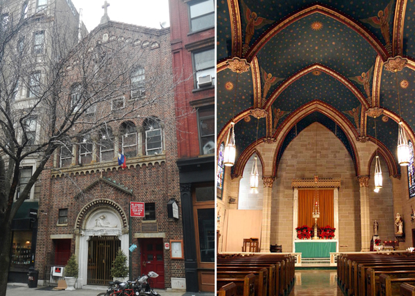 From left: The Chapel of San Lorenzo Ruiz at 378 Broome Street and the Church of St. Elizabeth of Hungary at 211 East 83rd Street (Credit: the Church of St. Elizabeth of Hungary)