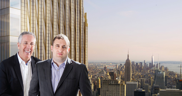 From left: Kevin Maloney, Michael Stern and a rendering of 111 West 57th Street