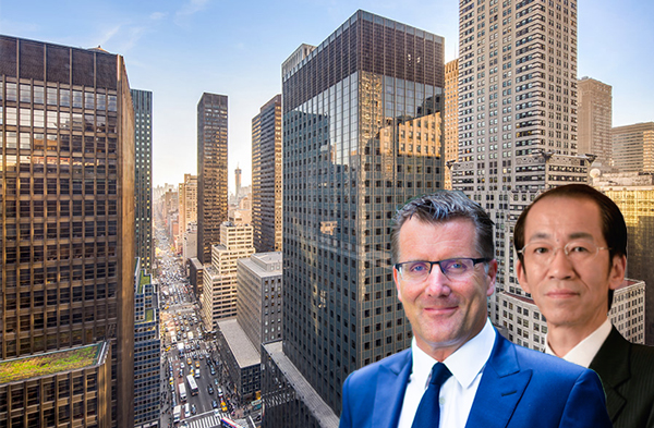 From left: 685 Third Avenue, TH Real Estate's Mike Sales and Unizo's Tetsuji Kosak