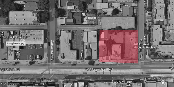 Site for the mixed-use complex at 10821 W. Magnolia Boulevard (credit: Google Maps)