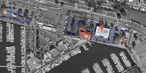 Caruso is taking control of three parcels at 4499, 4519 and 4451 Admiralty Way in Marina Del Rey (credit: Google Maps)