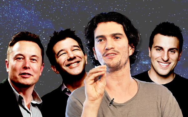 From left: SpaceX's Elon Musk, Uber's Travis Kalanick, WeWork's Adam Neumann and Airbnb's Brian Chesky