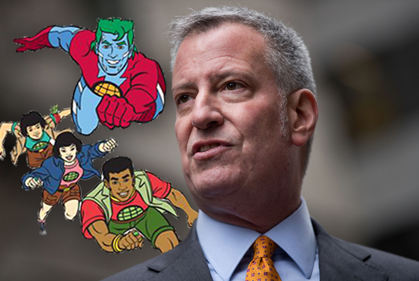 Planeteers and Bill de Blasio (Credit: Getty Images)