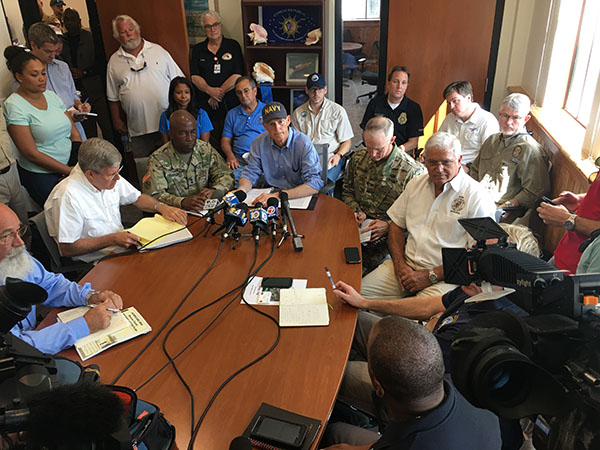 Gov. Rick Scott met Friday in the Florida Keys with other state officials to help Monroe County recover from Hurricane Irma.