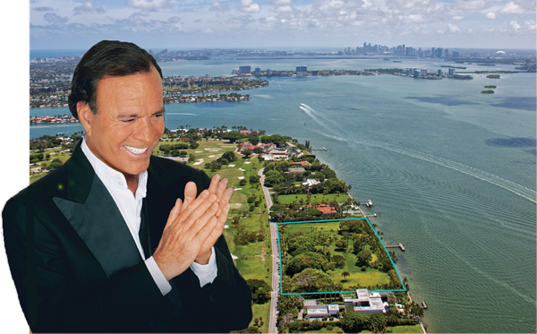 Julio Iglesias and the four lots he is selling on Indian Creek Island
