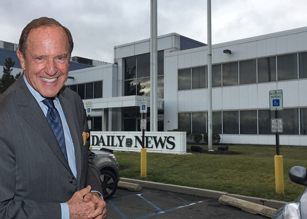 Mort Zuckerman and the Daily News printing plant (credit: Getty and foursquare)