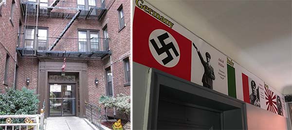 From left: Outside 47-55 39th Place in Sunnyside and the building's lobby (credit: Council member Jimmy Van Bramer's office)