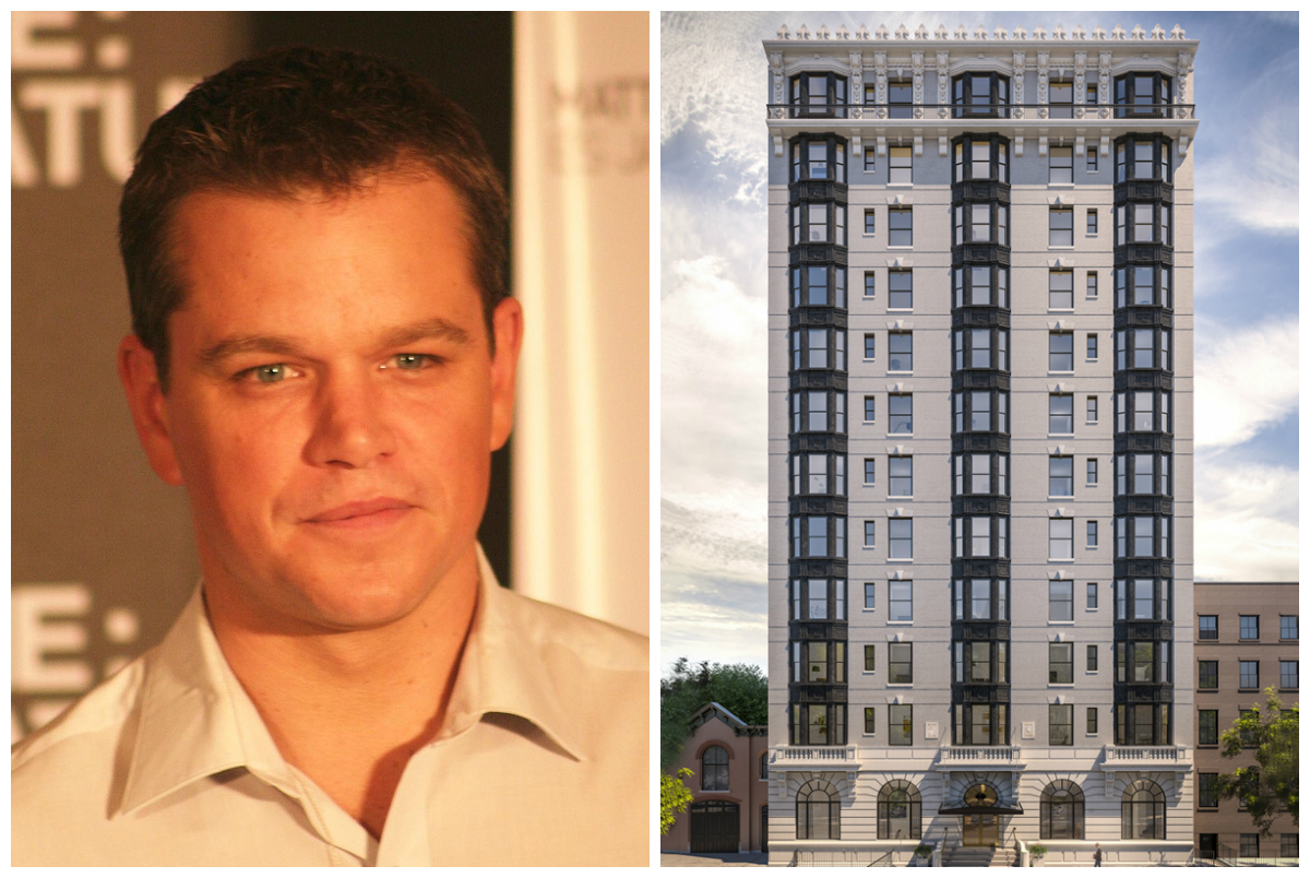 <em>Matt Damon and The Standish (Credit: Creative Commons and CityRealty)</em>