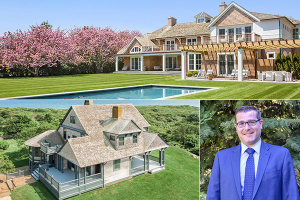 Clockwise from top: Holly Lane in Water Mill, Elliman’s Carl Benincasa and the "Seven Sisters" home at 153 Deforest Road in Montauk.