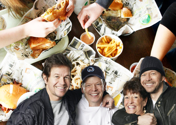 From left: Wahlburgers, Mark Wahlberg and his family (Credit: Wahlburgers via Facebook)