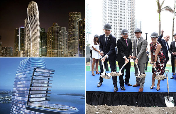 Aston Martin Residences and a photo of the groundbreaking