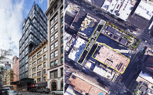 371 Broadway and Franklin Place alley (Credit: ODA-Architecture and Google Maps)