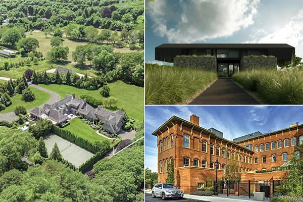 Clockwise from left: An equestrian estate at 172 Cedar Street in East Hampton, plans call for a modern home in Sagaponack and the Watchcase Condominiums in Sag Harbor.