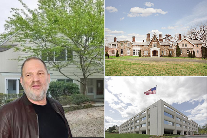 Clockwise from left: Harvey Weinstein and his Westport home, Chad's ambassador's home in New Rochelle and senior housing is proposed for 900 King Street in Rye Brook.