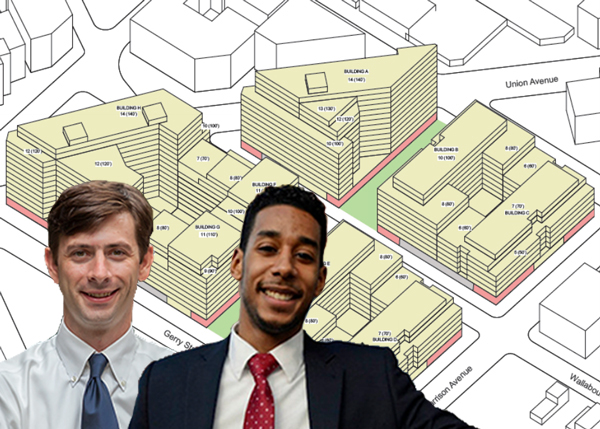 Rabsky’s plans for the site, Council Member Stephen Levin and Council Member Antonio Reynoso (Credit: Rabsky Group)