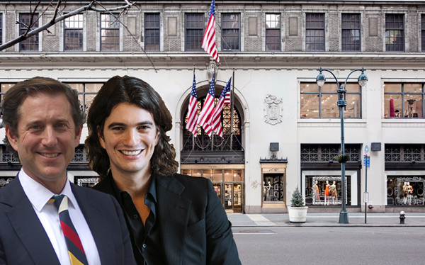 From left: Richard Baker, Adam Neumann and Lord &amp; Taylor Fifth Avenue (Credit: Getty Images, WeWork and Lord &amp; Taylor)