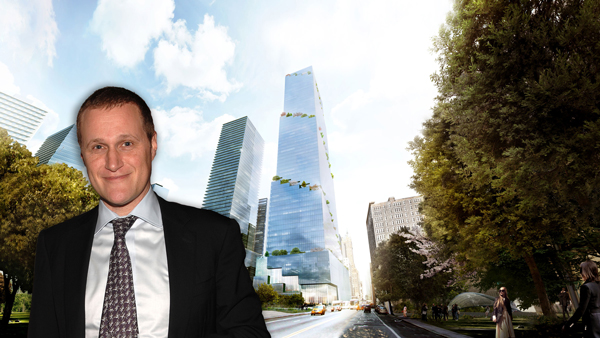 Rob Speyer and and rendering of The Spiral (Credit Getty Images and Credit: BIG/Tishman Speyer)