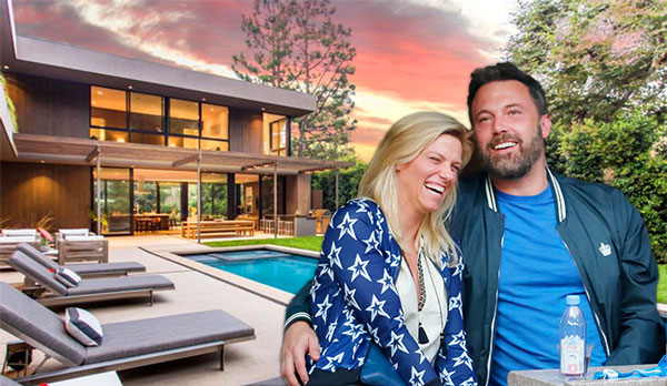 Lindsay Shookus and Ben Affleck with the Santa Monica home (Credit: MLS, Getty Images)