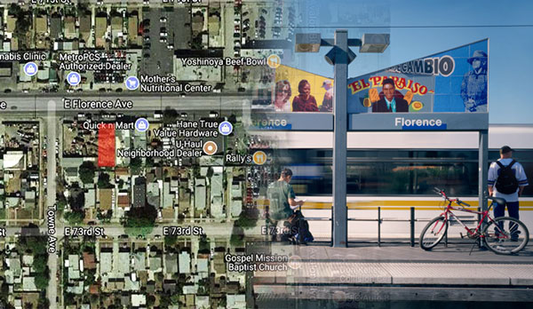 432 E. Florence Avenue in South Los Angeles and Florence Metro station (Credit: Google Maps)