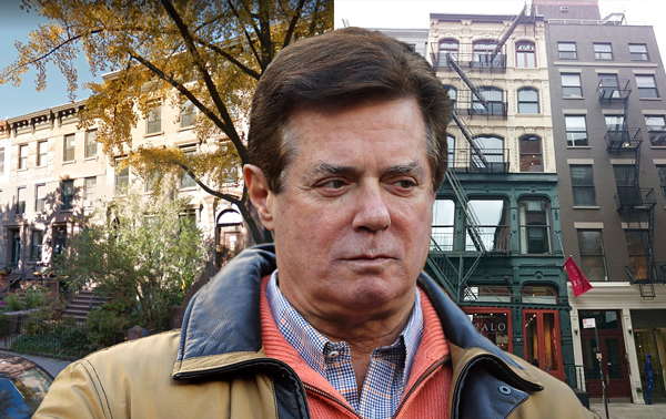 From left: 377 Union Street, Paul Manafort and 29 Howard Street (Credit: Google Maps and Getty Images)