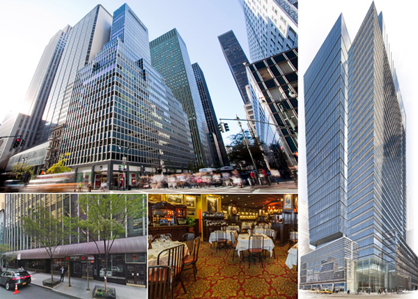 Clockwise from top left: 655 Third Avenue, 11 Times Square and 210 East 46th Street