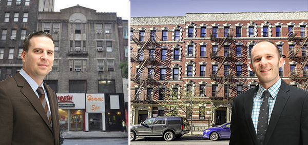 From left: 463 Lexington Avenue and 104-110 West 144th Street. (inset: Azi Mandel and Adam Mermelstein)